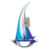 Blue Sailboat Art Glass Sculpture
