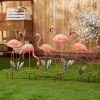 Flock of Flamingos Metal Garden Stake