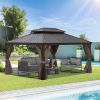 12*16FT patic gazebo,alu gazebo with steel canopy,Outdoor Permanent Hardtop Gazebo Canopy for Patio, Garden, Backyard
