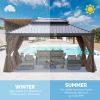 12*16FT patic gazebo,alu gazebo with steel canopy,Outdoor Permanent Hardtop Gazebo Canopy for Patio, Garden, Backyard