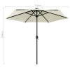 Parasol with LED Lights and Aluminum Pole 106.3" Sand White
