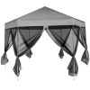 Hexagonal Pop-Up Marquee with 6 Sidewalls Gray 11.8'x10.2'