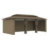 Gazebo with Curtains 236.2"x117.3"x106.3" Taupe 0.6 oz/ft²