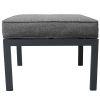 Outdoor Patio 5-piece Aluminum Alloy Conversation Set Sofa Set with Coffee Table and Stools for Poolside, Garden,Black Frame+Gray Cushion