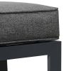 Outdoor Patio 5-piece Aluminum Alloy Conversation Set Sofa Set with Coffee Table and Stools for Poolside, Garden,Black Frame+Gray Cushion