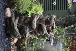 Indoor Outdoor 5-Tier Floor Rack Water Fall Fountain with White LED Light for Patio Yard Garden Lawn