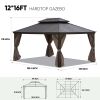 12*16FT patic gazebo,alu gazebo with steel canopy,Outdoor Permanent Hardtop Gazebo Canopy for Patio, Garden, Backyard
