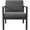 Outdoor Patio 5-piece Aluminum Alloy Conversation Set Sofa Set with Coffee Table and Stools for Poolside, Garden,Black Frame+Gray Cushion