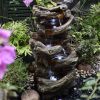 Indoor Outdoor 5-Tier Floor Rack Water Fall Fountain with White LED Light for Patio Yard Garden Lawn